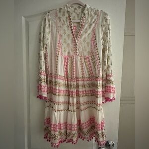 Pink and Cream Long Sleeve Dress